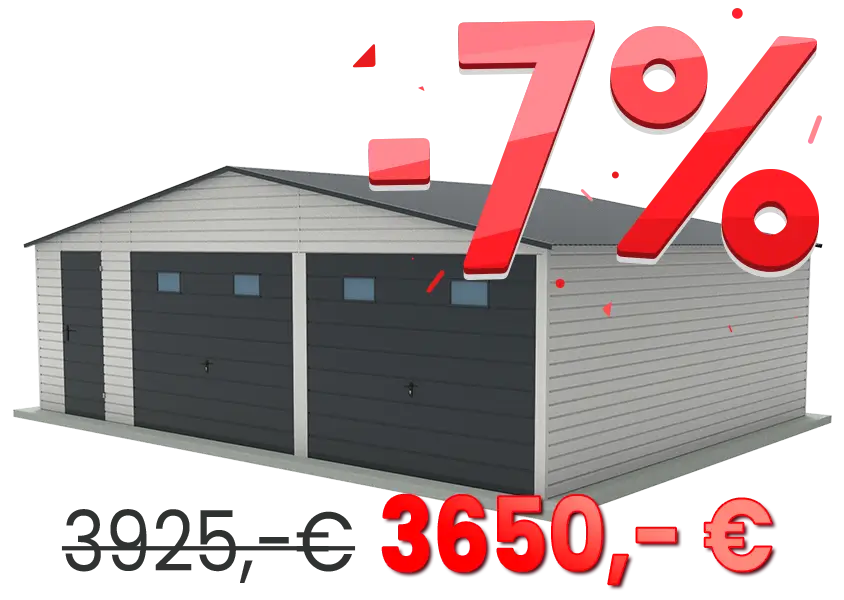 Garáž Premium 8m x 6m so sedlovou strechou 2 brány
